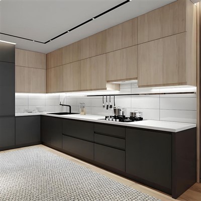 Деревянный алюминиевый кухонный шкаф